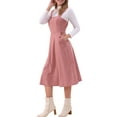 thumbnail image 4 of Vestido midi casual sin mangas de cuello cuadrado y ribeteado para mujer Inspire Chic, color rosa, 4 of 5