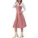 thumbnail image 4 of Vestido midi casual sin mangas de cuello cuadrado y ribeteado para mujer Inspire Chic, color rosa, 4 of 5