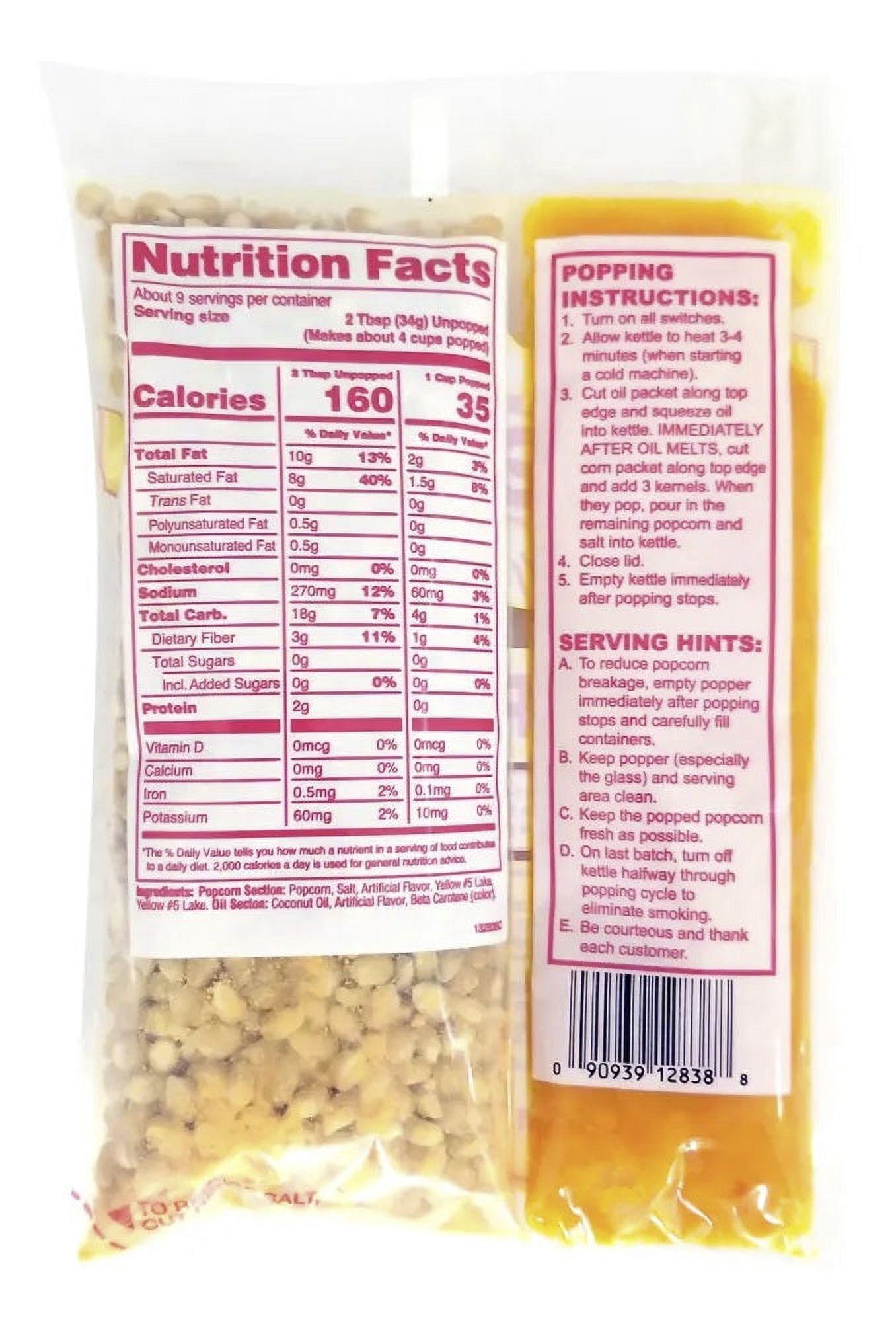 Gold Medal 2838 24 Count 8 oz Packages Of Mega Pop Premium Flavored Popcorn + Oil Kits - Quantity of 1