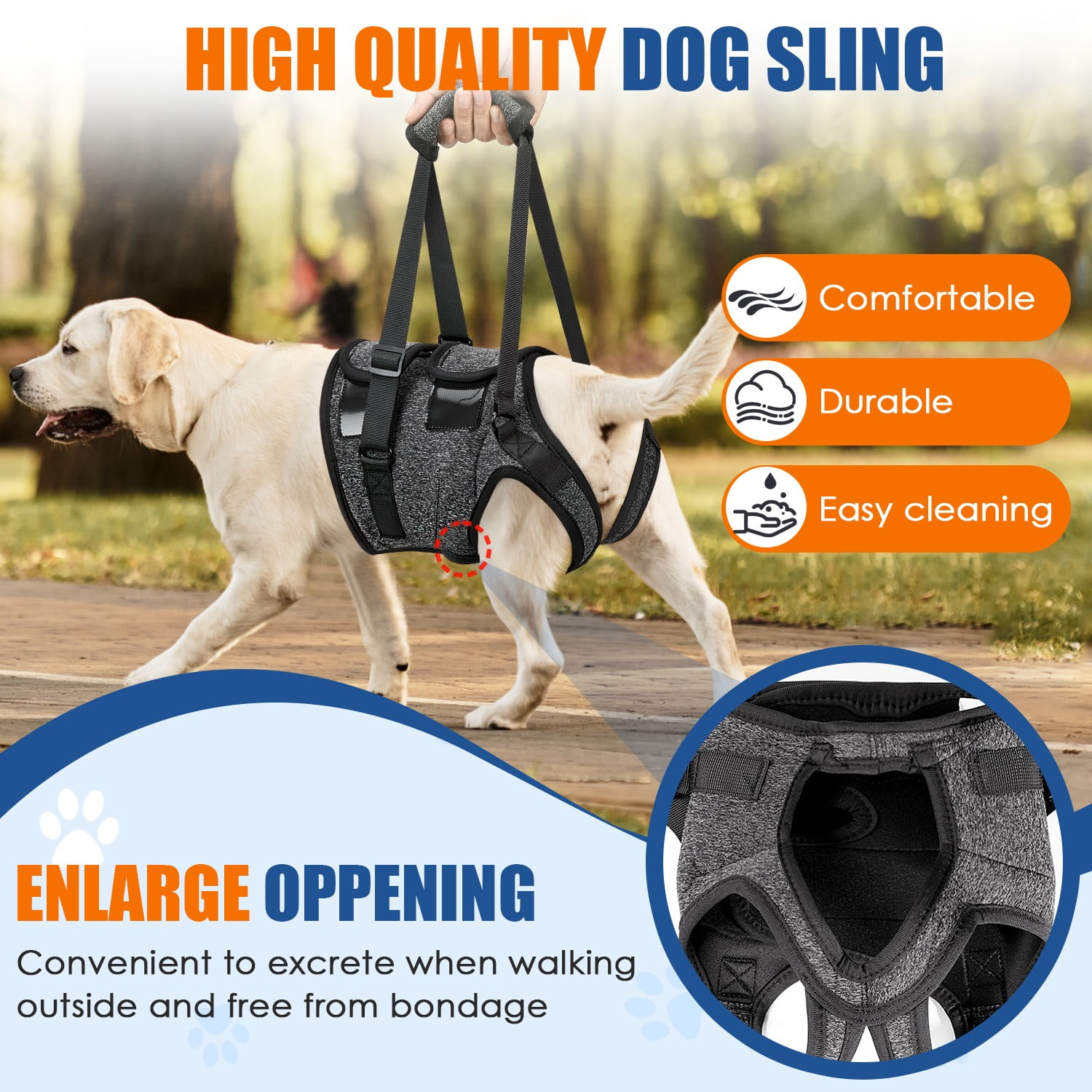 AUTOWT Dog Lift Harness - Hind Leg Support for Medium and Large Dogs, Adjustable Lift Aid for Elderly, Injured, or Arthritic Pets Recovering from Surgery or Mobility Issues