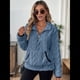 thumbnail image 4 of Suéter de Larga con Cremallera de un Cuarto para Mujer, Sudadera de Forro con Capucha, Sudaderas con Solapa, Suéteres Cálidos con Bolsillos. Azul L, 4 of 9