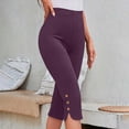 thumbnail image 3 of WMTBSRSW Women's Plus Size Capris High Waisted Cropped Legging with Button Hem Slim Fit Seamless Tummy Control Workout Yoga Capri Pants Solid Basic Style, 3 of 9