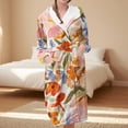 thumbnail image 2 of Women's Fleece Plush Robe Long Warm Plush Bathrobe Loungewear Jacket Printed Comfort Robe, 2 of 5