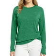 thumbnail image 6 of WTOBBY Women's Solid Color Long Sleeve Sports Top, Fitness Slim Fit Shirt with Finger Cots, Athletic Wear for Active Lifestyle, Breathable Workout Tee,Green 2XL, 6 of 6