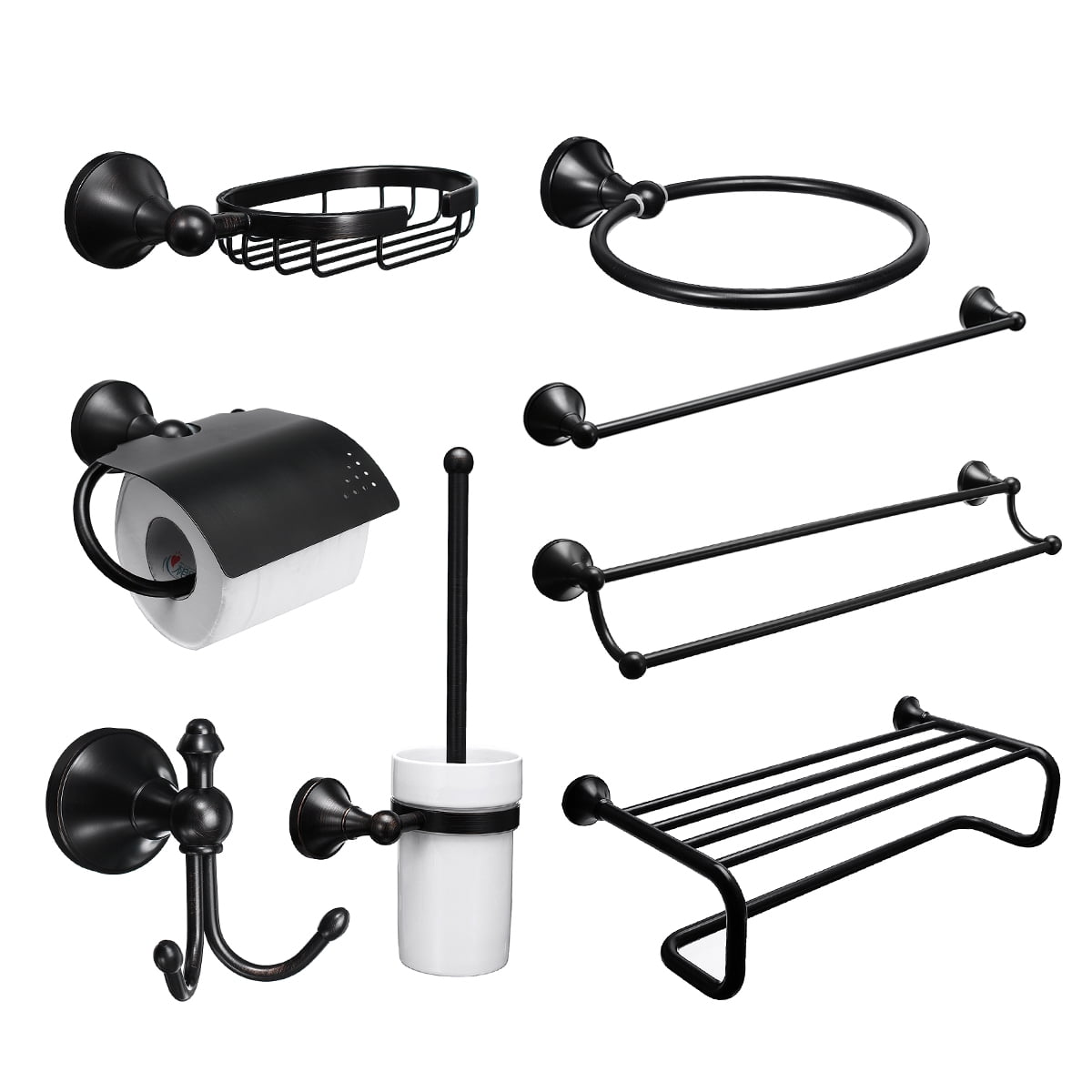 Bathroom Hardware Accessories Set Matte Black Includes Hand Towel Ring