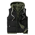 thumbnail image 2 of dzxyzu Men's Vest Lined Puffer Hooded Vest Outdoor Quilted Winter Vest Drawstring Waistcoat Sleeveless Hooded Cargo Jacket Padded Vest Sports Waistcoat Coat for Travel Hiking Running - Black, 2 of 6