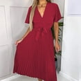 thumbnail image 4 of Vestido de mujer A Line Elegante vestido largo con cuello en V para cóctel de boda (Rojo XL) FLhrweasw Para estrenar, 4 of 9