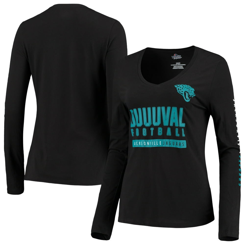 Jacksonville Jaguars Fanatics Branded Women's Team Slogan Long Sleeve VNeck TShirt Black