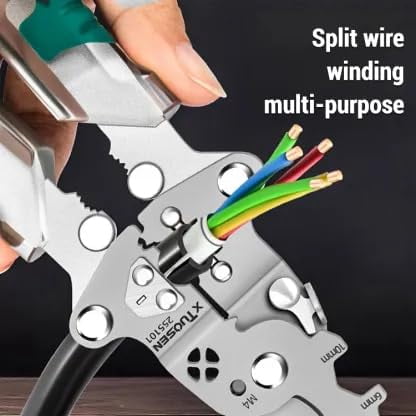 Tuvilo Electrical Pliers, Folding Stylus Screwdriver Wire Stripper, 8 In 1 Wire Stripper Twister For Cutting And Pulling Wires, Cable Scissors,Voltage Tester Pliers(2 Pointed)