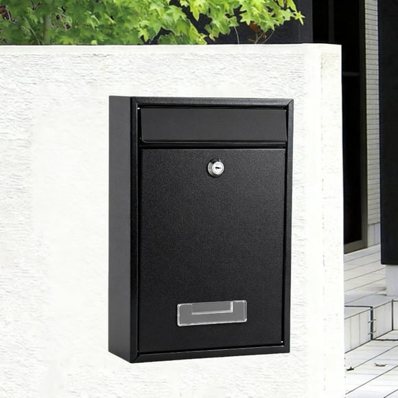 Buzón con cerradura, buzón negro, decoración, regalos, soporte para periódicos, montaje en pared para puerta de entrada, patio, puerta, casa, oficina,