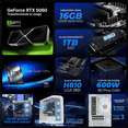thumbnail image 3 of PC Gamer AI ENTRY Xtreme PC Gaming MSI NVIDIA GeForce RTX 5060 Intel Core Ultra 7 265F 16GB DDR5 SSD 1TB WIFI White Productividad Versátil Acelerada con IA, 3 of 6