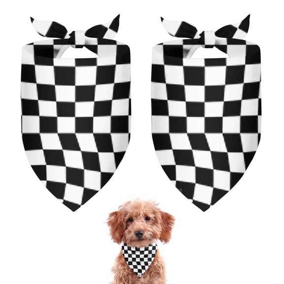 Dog Bandana 2 Pack,Black and White Checkered Pattern Bandanas for Dogs,Cat Bandana,Small/ Large Dog Bandana 2 Size,Dog Bandanas