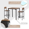 thumbnail image 5 of 3 Piece Bar Table Set, Industrial Counter Height Dining Table Set, Bar Table & Chairs with Steel Legs & Footrests, Black, 5 of 7