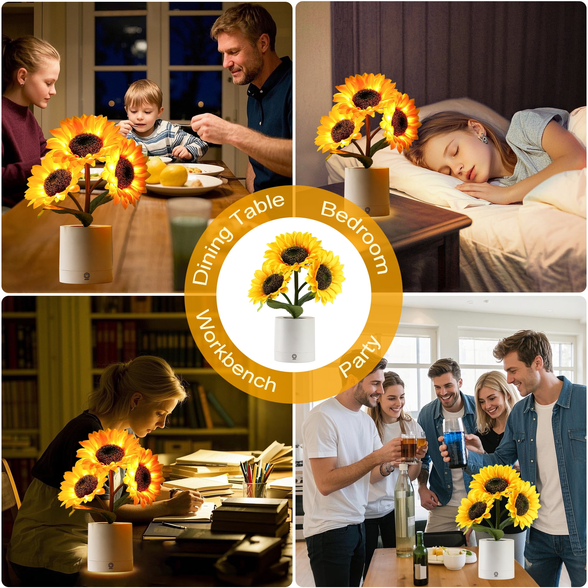 Sunflower Flower Lamp Gifts for Women, Birthday Christmas Ideal Gifts for Women Mom Grandma Girlfriend Friend Wife Anniversary Birthday, Bedroom Bar Coffee Shop Sunflower Night Light Lamp Decor