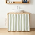 thumbnail image 4 of Sage Green Striped Cabinet Curtains 28"W x 35"L, Modern Farmhouse Sage Green White Stripes Under Sink Skirt for Bathroom Vanity Kitchen Self Adhesive, Dust-Proof Privacy Curtain for Closet, 4 of 9