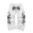 thumbnail image 4 of XIAOCHA Mens Gothic Wide Leg Sweatpants Drawstring Waist Side Pockets Streetwear Trousers, 4 of 4