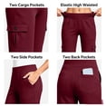 thumbnail image 4 of Inleife Women Solid Cargo Yoga Pants High Waist Flared Workout Trousers Multi Pockets Casual Daily Loungewear, 4 of 6