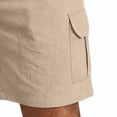 thumbnail image 5 of Ceisia Mens Big & Tall 2 Piece Linen Blend Camp Collar Short Sleeve Shirt and Cargo Drawstring Shorts Set Casual Beach Outfit for Men Summer Khaki XXXL Gifts for Father, 5 of 6