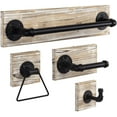 thumbnail image 3 of MyGift 4 Piece Bathroom Hardware Accessories Set, Torched Brown Wood, 3 of 6