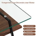 thumbnail image 4 of Coffee Table with Storage Shelf, 2-Tier Rectangle Coffee Table with Black Metal Legs, Coffee Tables with Tempered Glass Tabletop, Modern Table for Living Room Apartment, Transparent and Brown, 4 of 9