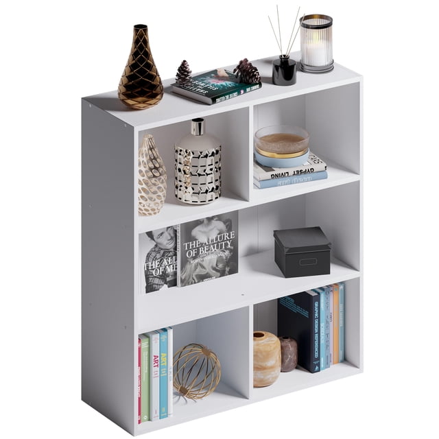 MUBSON Librero Minimalista Con 3 Repisas y 5 Espacios - Estante Organizador Para Libros o Decoración de 80x87 cm - Pequeño Laiber Para Sala o Recamara - Para Niños - B