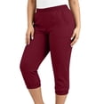 thumbnail image 2 of Mifsaly Capris Pants for Women Plus Size High Waisted Cropped Cargo Joggers with Side Pockets Comfy Lightweight Outdoor Summer Capris Wine,XXXL, 2 of 9