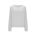 thumbnail image 4 of AGWOLF Crewneck Sweatshirts for Women Trendy Long Sleeve Sweater Tops Lightweight Solid Color Pullover Fall Travel Clothes, 4 of 6