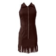 thumbnail image 5 of Western Cowgirl Dress for Women Sleeveless Zip Up Lapel Collar Slim Fit Tassel Hem Midi Dresses Country Concert Dress, 5 of 5