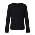 thumbnail image 4 of KHONTS Girls Long Sleeve Athletic Shirts Kids Crewneck Workout Tops Basic Tees Activewear,Size 4-14 Years Black 150, 4 of 4