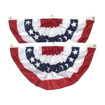 Patriotic Fan Flags (2-Pack) - 3ft x 1.5ft Heavy Duty Polyester Bunting for 4th of July, Veterans Day & Political Rallies - Outdoor All Weather American Decor