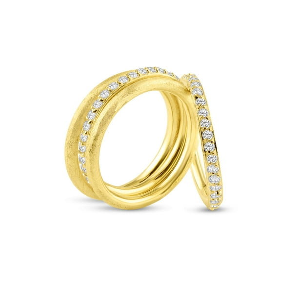 Sterling Silver 925 Gold Plated White CZ Eternity Ring Stacking Set Jewelry Female Size 5
