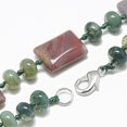 thumbnail image 2 of Natural Indian Agate Beaded Necklaces with Alloy Lobster Clasps Rectangle 18.1 inch~18.5 inch(46~47cm) Rectangle: 18~18.5x13mm, 2 of 2