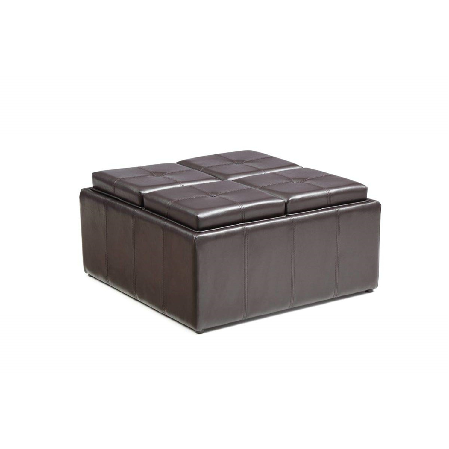 Hodedah Large Ottoman W/Flip Over Tray Brown