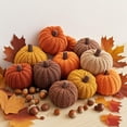 thumbnail image 2 of Halloween Hand-Knitted Pumpkin Ornament, Terracotta 2in, Cute Fall Window Farmhouse Mantel Decor, 2 of 10