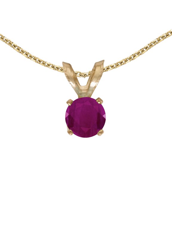 14k Yellow Gold Round Ruby Pendant