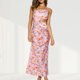 thumbnail image 3 of Vestido Estampado Floral Vestido largo de vacaciones sin espalda informal con tirantes finos y espalda entrecruzada para mujer Ygjytge Decoración Rosa Xl 2 para Mujer, 3 of 5