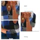 thumbnail image 4 of Blusa de manga corta Top con estampado de cuadros y media cremallera Blusa holgada de manga corta para dama Azul S, 4 of 5