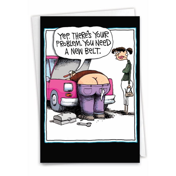 NobleWorks Funny Birthday Greeting Card with 5 x 7 Inch Envelope (1 Card) Bday New Belt 4323