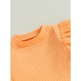 thumbnail image 5 of Arvbitana Infant Baby Girls 2 Piece Outfit Solid Color Ruffles Long Sleeve Ribbed Pullover Tops and Elastic Waists Pants 3M 6M 9M 12M 18M Newborn Fall Casual Clothes, 5 of 7