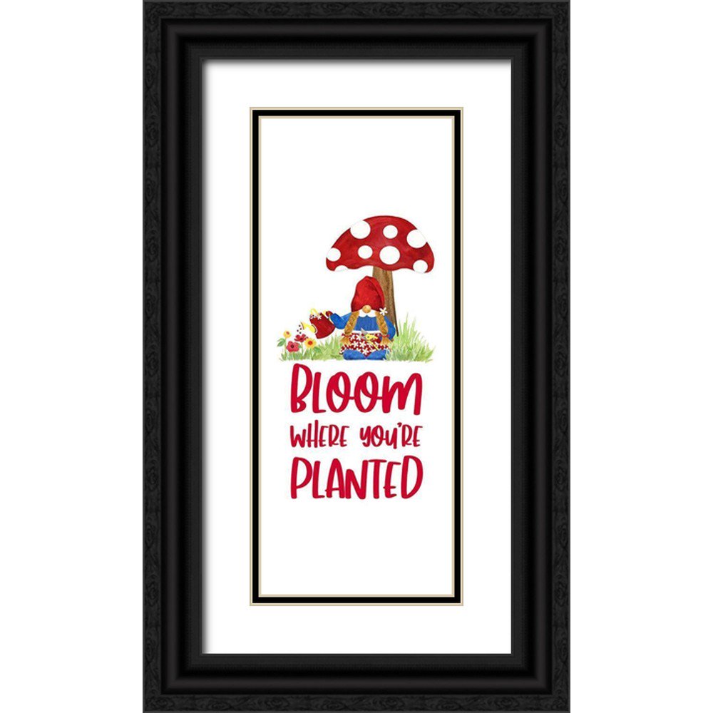 Reed Tara 10x18 Black Ornate Wood Framed with Double Matting Museum Art Print Titled - Gardening Gnomes Sentiment vertical II-Bloom