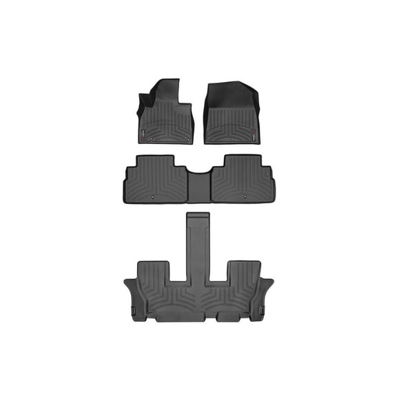 WeatherTech Custom Fit FloorLiners compatible with 2020-2025 Kia Telluride - Complete Set (1st, 2nd, & 3rd Row), Black