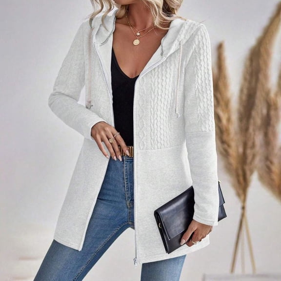 Women's Zip Front Long Sleeve Pocket Hoodie Sweatshirt Hooded Top Women's Coats for Winter plus Size Womens Jacket with Hood Women's plus Size Sweaters Women's Fall Jacket plus Size Women down Winter