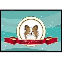 Caroline's Treasures BB1558MAT Papillon Merry Christmas Door Mat, Indoor Rug or Outdoor Welcome Mat 18x27 Doormat , 27"L