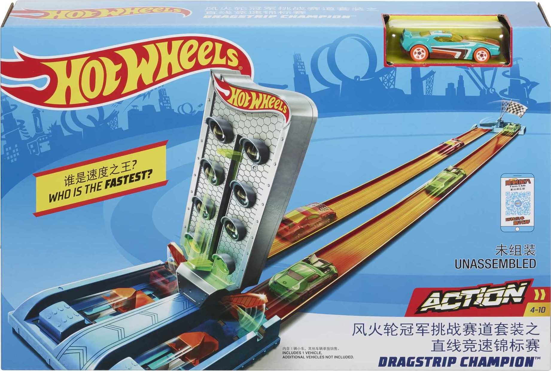 Pista corrida campeonato Dragstrip Champ carro Hot Wheels