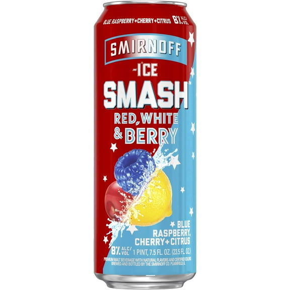 Smirnoff Ice Smash Red White and Berry, Single Serve Can, 23.5 fl oz, 8% ABV