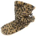 thumbnail image 2 of Plush Brown & Black Leopard Print Bootie Style Slippers XL (11), 2 of 4