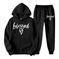 thumbnail image 4 of Wangmeiwg Women's Sweatshirts Women's Trousers Suit Stylish Comfortable Loose Hoodie and Sweatpants Set for Casual Loungewear Black L, 4 of 4