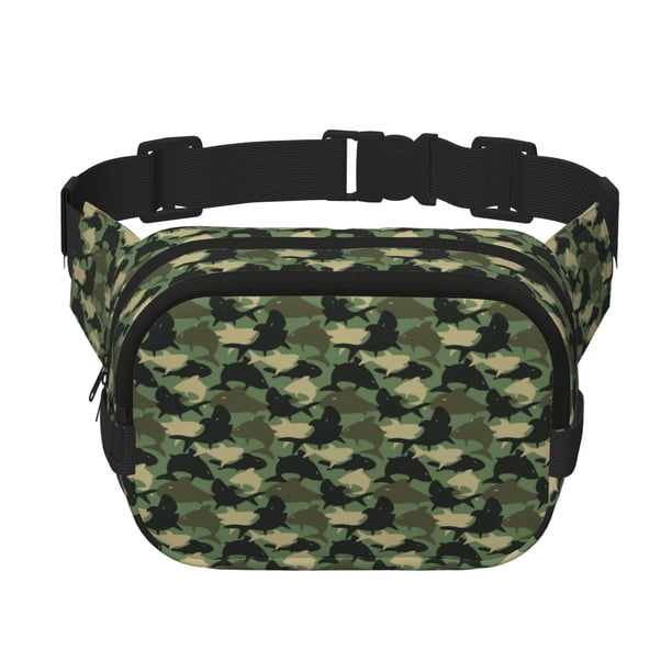 Fotbe Camouflage Shark Cangurera Cuadrada con Estampado de Doble Capa, Bolsa de Cintura Ajustable Mini para Hombres y Mujeres