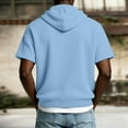 thumbnail image 4 of Tqyyweavej Men's Waffle Shirts Quarter-Zip Baggy Solid Color Pullover Short Sleeve Hoodie Casual Tees Tops with Big Pocket Size S to 3XL, 4 of 8