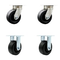 5 Inch Kingpinless Polyolefin Wheel Swivel Caster Set 2 Swivel 2 Rigid SCC